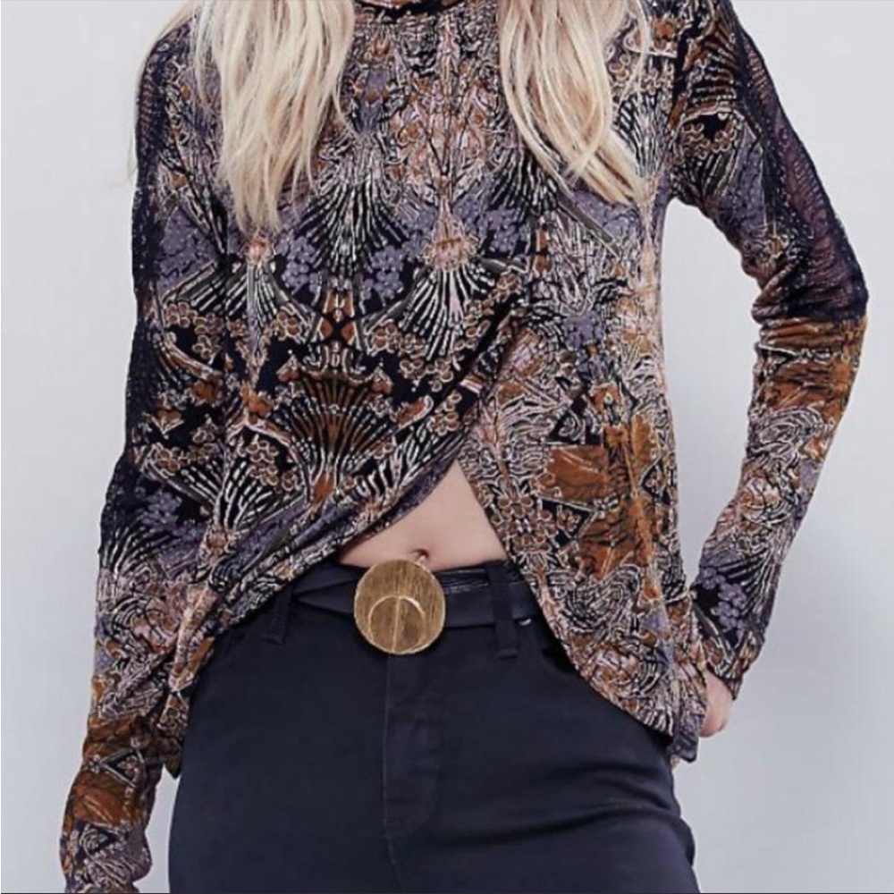 Free People Brown Pattern Top